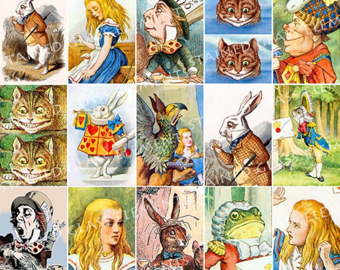 Alice in Wonderland ceramic decals Cheshire Cat White Rabbit Mad Hatter fusible waterslide transfers for ceramics glass fusing enameling