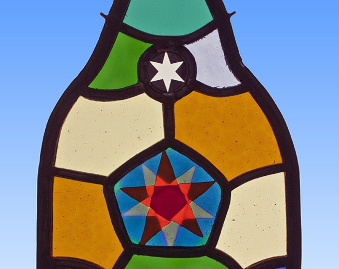 Ster gebrandschilderd glas in lood, raamhanger, star stained glass,organic stained glass, suncatcher, kilnfired, unica, waldorf art glass