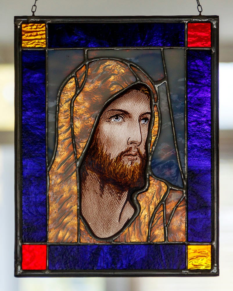 Jesus stained glass, Jesus suncatcher, suncatcher, stained glass, King