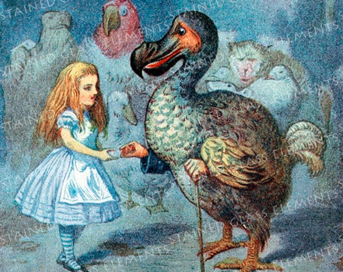 Alice in Wonderland ceramic decal, decals fusible, fairy-tales, John Tenniel, fusible transfers, glass decals, Alice in Wonderland, dodo