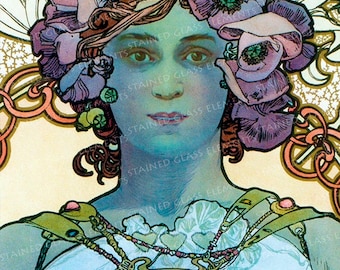 Mucha ceramic decals art nouveau fusible transfers for decoration of ceramics glassfusing glass tiles and enameling jugendstil women girls