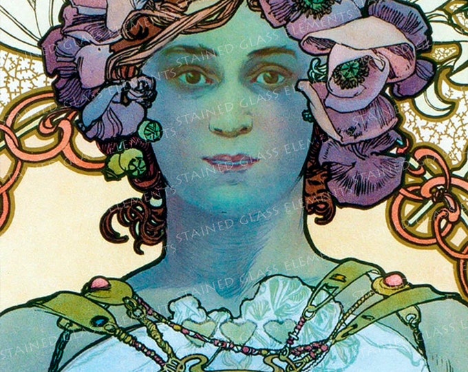 Mucha ceramic decals art nouveau fusible transfers for decoration of ceramics glassfusing glass tiles and enameling jugendstil women girls