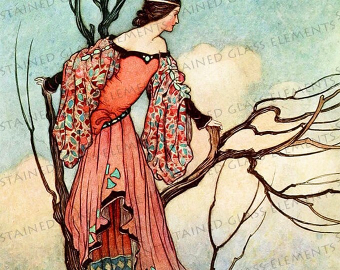 Warwick Goble ceramic decal, fairytale waterslide ceramic transfer, 3.94x3.94 inch, 10x10cm, firing temperature 1400-1562 ºF, 760-850 ºC
