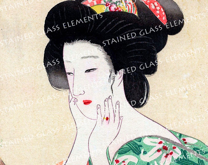 Japan decal, ceramic decals sheet, decals sheet, Japan, geisha ceramic decal, ceramic decal sheet, Geisha decals, vintage Japan, セラミックデカール