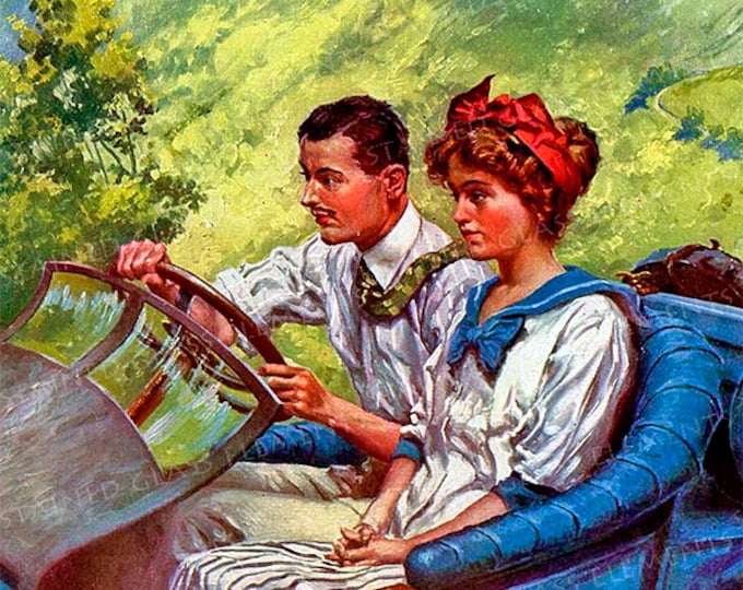 Nostalgic ceramic decal, car ride, day out, nostalgic decal, vintage decals, car decal, image transfer, decal for ceramics, decal for glass