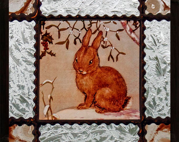 Rabbit suncatcher, Rabbit stained glass, kilnfired stained glass, rabbit, rabbit glasspainting, lapin vitrail, trušu vitrāža, ウサギのステンドグラス