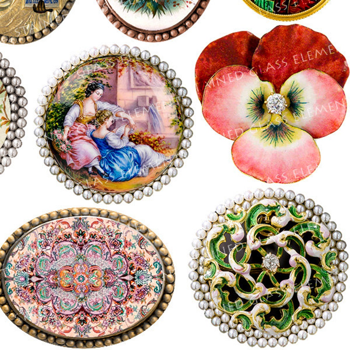 Victorian Ceramic Flower Decals Pendants Ceramic Decals Etsy