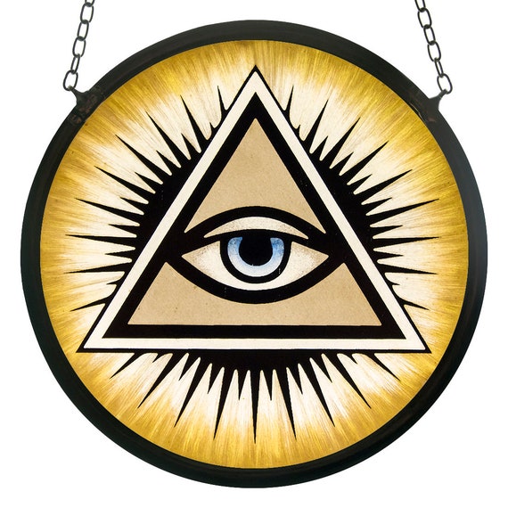 Freemason ステンドグラス プロビデンスの目、窯焼きステンドグラス、フリーメーソンのサン