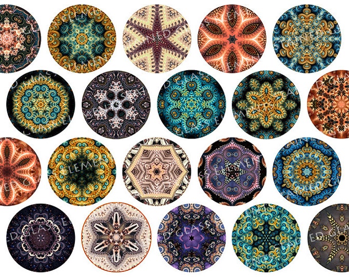 Fractals ceramic decals, millefiore ceramic decals, decals sheet, kaleidoscope, ceramic decals for pedants, ceramic decal sheet, geometric