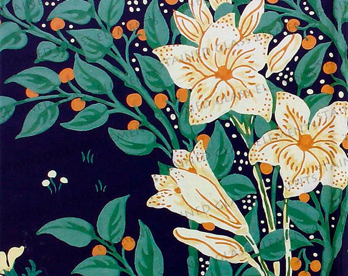 Lilies ceramic decal waterslide transfer for ceramics tiles glassfusing enameling beads and mosaic firing temperature 1400-1562 ºF