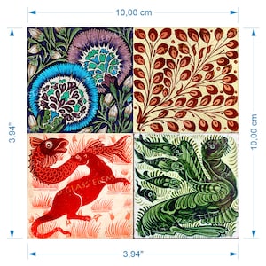 William deMorgan ceramic decals arts and crafts fine art transfers for ceramics glass fusing enameling firing temp 1364-1562 ºF or 740-850ºC