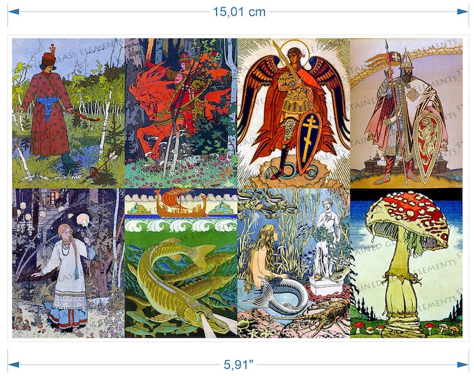 Russia ceramic decals Bilibin fusible waterslide transfers for decoration of ceramics glass fusing enameling firing 1400-1562 ºF, 750-850ºC