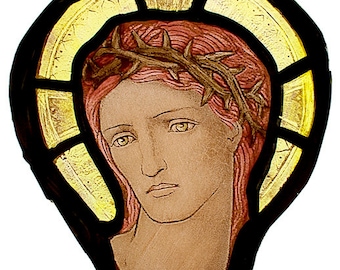 Christ stained glass portrait, semi finished stained glass, Christ stained glass fragment, Jesus stained glass, изображение Христа витраж