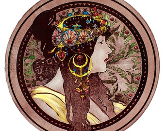 Mucha, Mucha stained glass, Mucha semi finished, Mucha  roundel, Mucha stained glass fragment, Mucha Byzantine