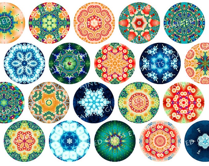 Fractals ceramic decals, millefiore ceramic decals, decals sheet, kaleidoscope, ceramic decals for pedants, ceramic decal sheet, geometric