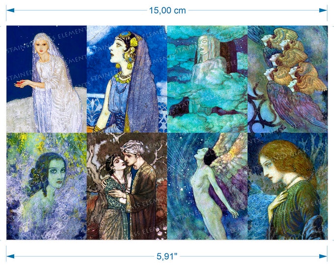 1001 Nights ceramic decal exotic fusible waterslide transfer for ceramics glassfusing flamework enameling firing 1400-1562 ºF, 750-850ºC