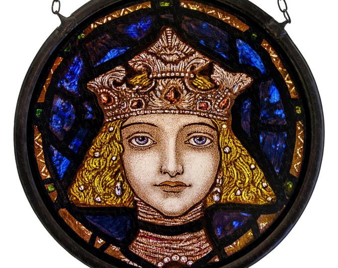 Saint Elisabeth of Hungary kiln fired glass painting available with or without leadframe Harry Clarke suncatcher window decoration nice gift