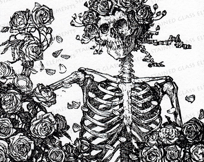 Skeleton ceramic decal black or sepia gothic skull waterslide transfer suitable for ceramics glassfusing enameling beads firing 1292-1562 ºF