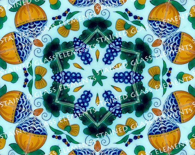 Delftware polychrome ceramic transfer, 750-850ºC, fusible transfers, image transfers, decals hot glass, decals for enamelling, kaleidoscope