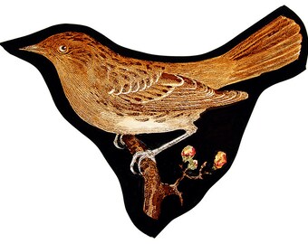 Thrush stained glass fragment, kilnfired, stained glass bird motif, bird, Turdidae thrush suncatcher, glasspainting, Turdidae stained glass