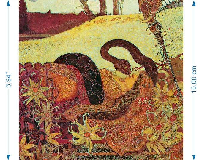 Salammbo ceramic decal for ceramics glassfusing enameling firing temperature 1400-1562 ºF february art nouveau snake symbolism flaubert
