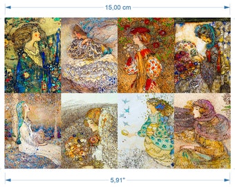 Annie French ceramic decals waterslide transfers for decoration of ceramics glass fusing enameling firing temp 720-800 ºC or 1328-1472 ºF