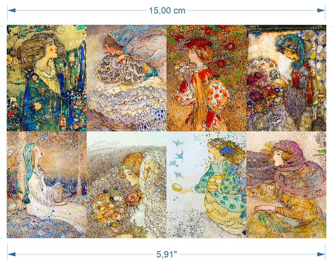 Annie French ceramic decals waterslide transfers for decoration of ceramics glass fusing enameling firing temp 720-800 ºC or 1328-1472 ºF