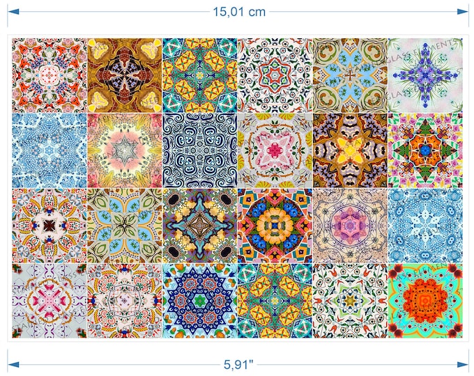 Kaleidoscope ceramic decal geometric psychedelic fusible waterslide transfer for ceramics glass fusing enameling  1400-1562 ºF, 750-850ºC