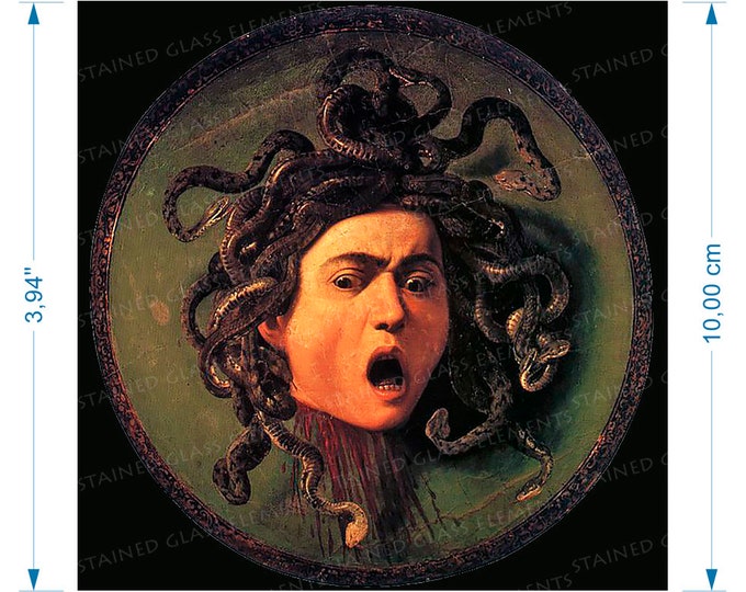Medusa ceramic decal mythology symbolism caravaggio fusible transfers for decoration of ceramics glass fusing tiles and enameling copper