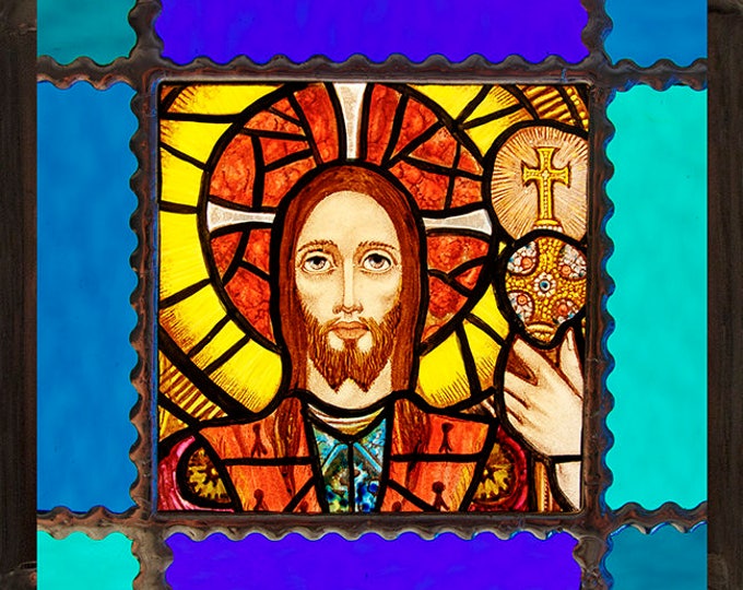 Jesus stained glass, Jesus suncatcher, religious glass, Gesù ha macchiato il vetro, Jezus witraże, Vitrail de Jésus, nice gift, ישו ויטראז