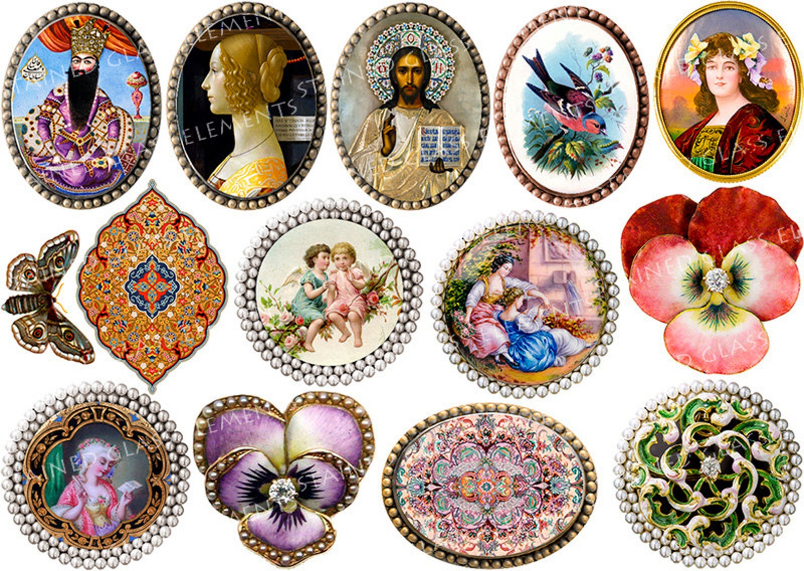 Victorian Ceramic Flower Decals Pendants Ceramic Decals Etsy