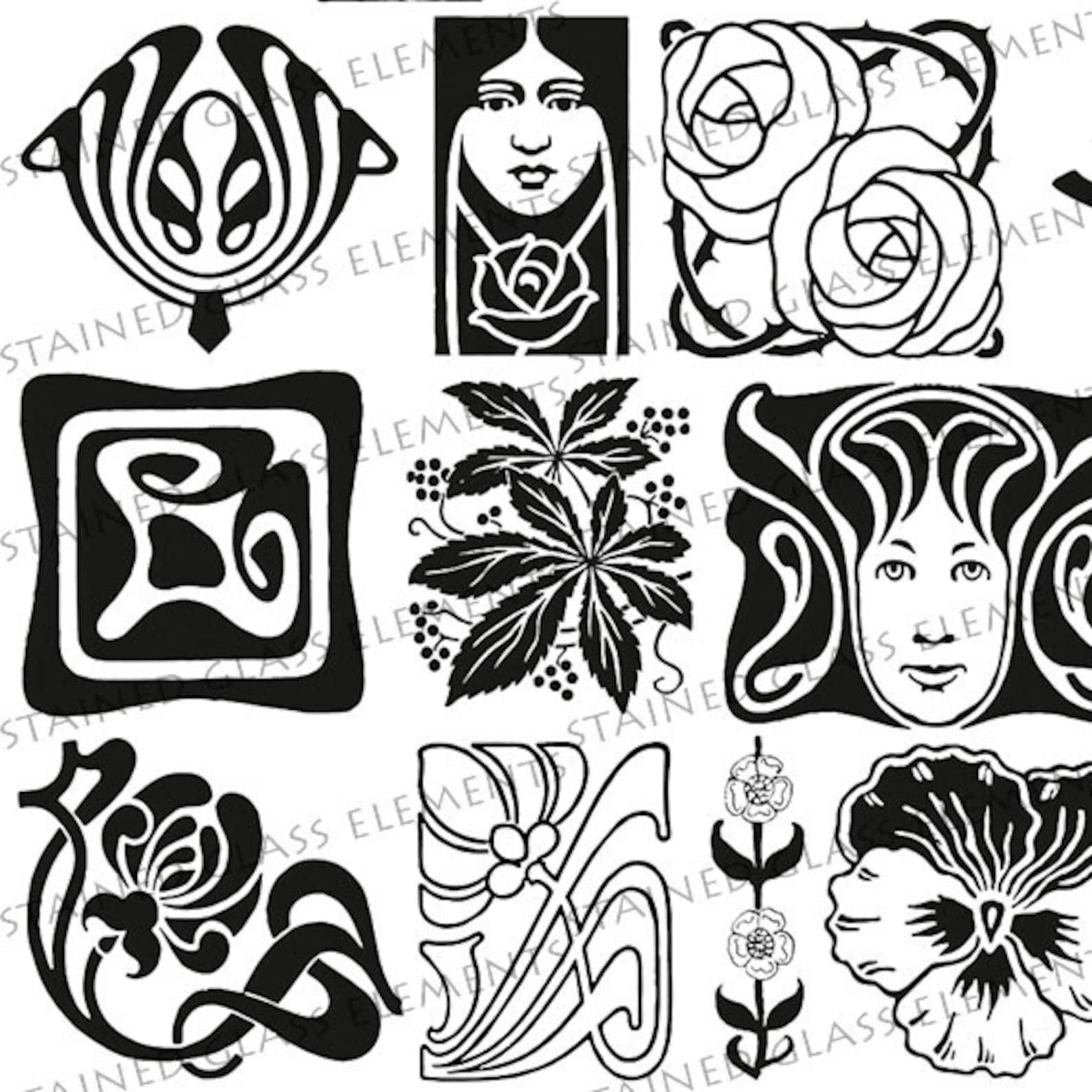 Fusing Decals Black Ceramic Decals, Fusible Transfers, Transfers Fusing, Art Nouveau ...