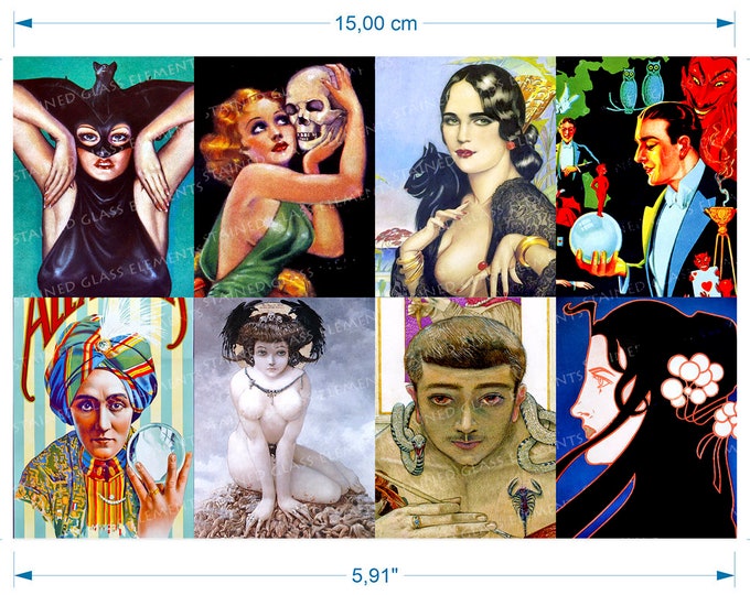 Art Deco ceramic decals Magician fusible waterslide transfers superb art quality for ceramics porcelain glass fusing enameling and lampwork