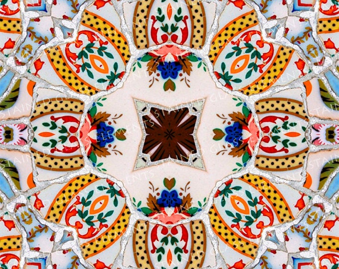 Ceramic transfer Gaudi, size 10 x 10cm (3.94 x 3.94 inch), firing temperature 1400-1562 ºF, ceramic decal tile, Gaudi ceramic decal, Gaudi