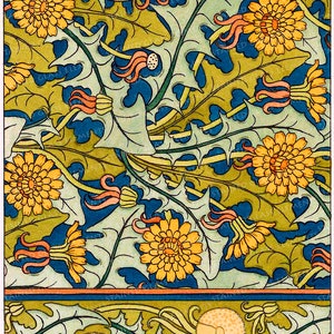 Blommiga jugendmotiv Keramiska dekaler smältbara transfers för dekoration av keramik, glasfusion, glasplattor och emaljering av botanisk vintage