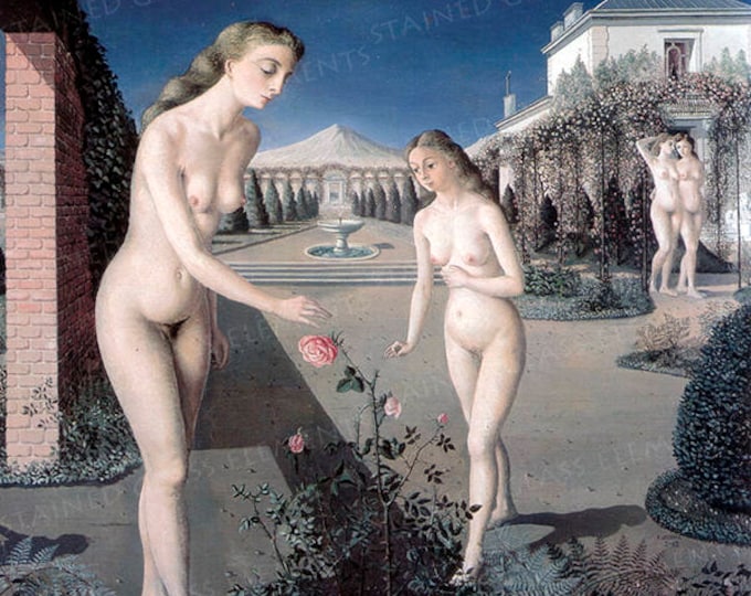 Surrealism ceramic decal, ceramic decals 1400-1562 ºF, ceramic transfers, Paul Delvaux ceramic transfer, delvaux, beautiful ceramic decals