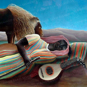 Calcomanía de cerámica Henri Rousseau La transferencia de tobogán acuático Gitano Durmiente para baldosas de cerámica vidriofusing temperatura de cocción 1400-1562 oF