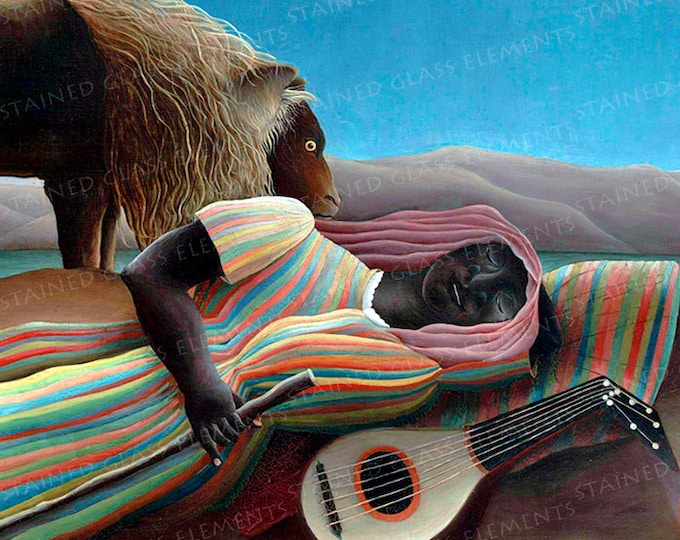 Ceramic decal Henri Rousseau The Sleeping Gypsy waterslide transfer for ceramics tiles glassfusing enameling firing temperature 1400-1562 ºF