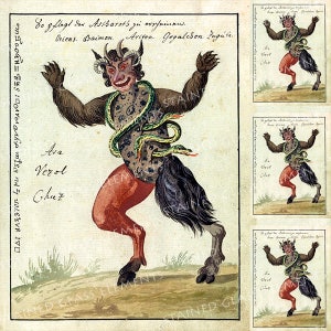 The Devil ceramic decal, devil ceramic transfer, demon decal, medieval devil ceramic transfer, 1400-1562 ºF, 750-850ºC, decals for ceramics