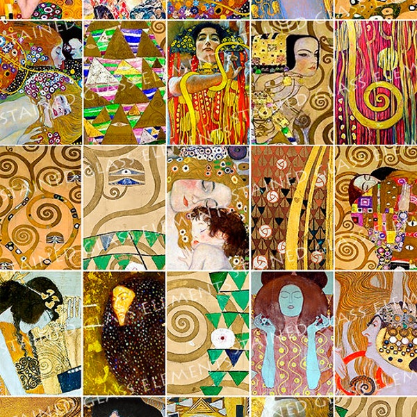 Décalcomanies klimt, décalques en céramique, décalcomanies colorées, klimt, bijoux décalques, décalques émail, décalques céramiques, décalques fusion de verre, petits décalcomanies