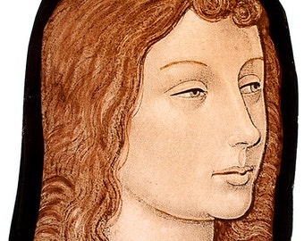 Courtier stained glass face, renaissance stained glass, stained glass, classic stained glass, vintage stained glass, glass painting, vitrail