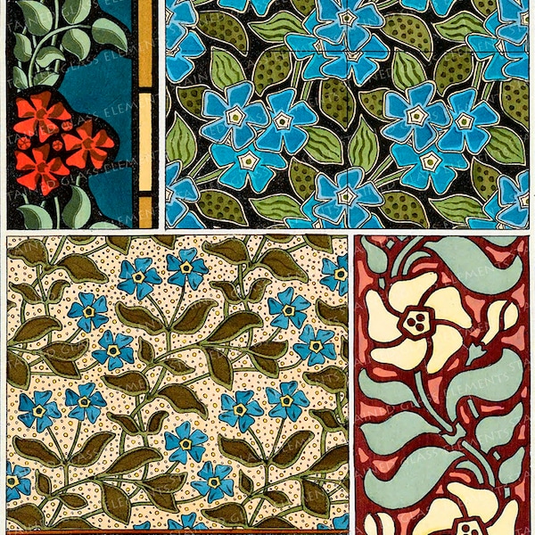 Motivi floreali in stile Liberty Trasferimenti in ceramica decalittabili per la decorazione di ceramiche in vetro che fonda piastrelle di vetro e smalto l'annata botanica