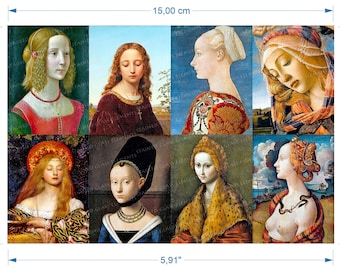 Renaissance Portraits ceramic decals waterslide transfer for decoration of ceramics glass fusing enameling firing  720-800 ºC - 1328-1472 ºF