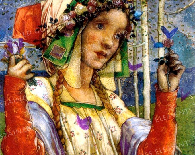 Fairyland, ceramic decal, 10 x 10cm (3.94 x 3.94 inch), firing temperature 760-850 ºC (1400-1562 ºF), Fairyland ceramic decal, fairies, glas