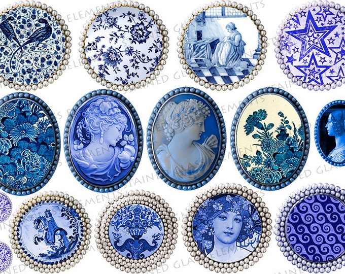 Delt Blue ceramic decals, Blue ceramic decals, decals sheet, Delft Blue, ceramic decals for pedants, ceramic decal sheet, Blue decals, Blue
