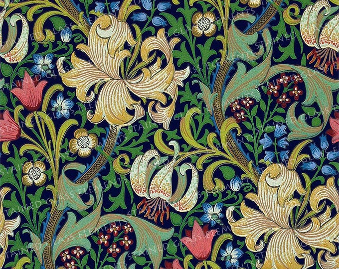 William Morris ceramic decal, fine art ceramic decals, Pre-Raphaelite ceramic decals, ceramic decal sheet, arts and crafts, ceramic transfer