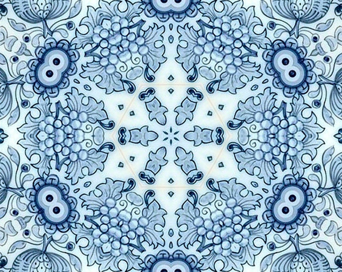 Delftware ceramic transfer, 750-850ºC, fusible transfers, image transfers, decals hot glass, decals for enamelling, kaleidoscope decals, art