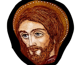 Christ, stained glass fragment, Harry Clarke stained glass, Harry Clarke stained glass fragment, Christ suncatcher, Christ, kilnfired glass