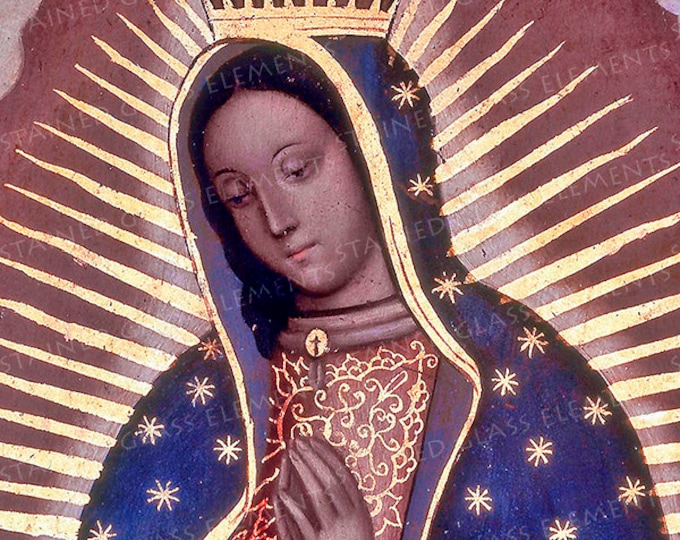 Our Lady of Guadelupe, ceramic decal, religious decal, Virgin Mary, Mary ceramic decal, waterslide ceramic decal, keramiska dekal, Guadelupe