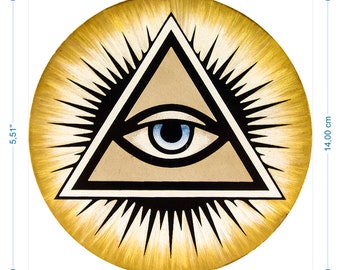 Eye of Providence kilnfired stained glass a masonic suncatcher spiritual occult symbol art craft magic roundel and beautiful gift handmade